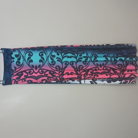 Black Stencil Ombre Stripe Boho Stretch Maxi Skirt - Picture 2 of 8